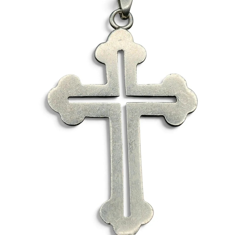 Taxco Mexico Sterling Silver Cutout Cross Pendant Men OS Silver Excellent‎ 925